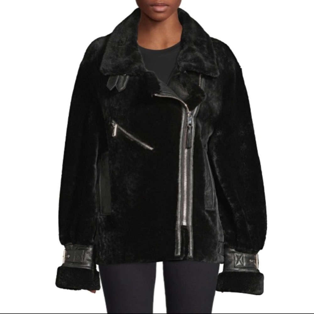 Nicole Benisti Greenwich shearling Moto coat NWT